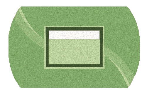 Grüner Kleine Wolke Creativo Badteppich Angelo mit zentralem Feld und geschwungener Bordüre.