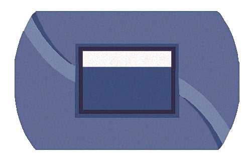 Badteppich Kleine Wolke Creativo Angelo in Blau mit zentralem Rechteck und geschwungenen Streifen.