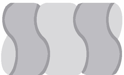 Graue, geschwungene Formen liegen nebeneinander und bilden ein welliges Muster.