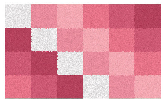 Badteppich Kleine Wolke Creativo Cassetta mit rosa und weißen Karos liegt rechteckig auf dem Boden.