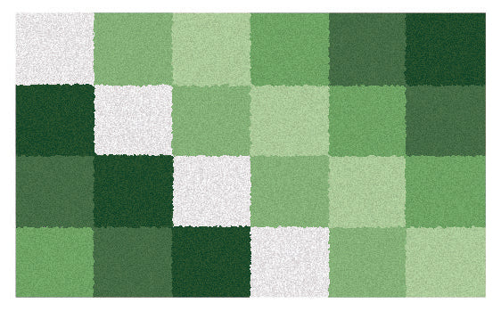 Kleine Wolke Creativo Badteppich Cassetta 633 mit grün kariertem Muster in verschiedenen Farbtönen.