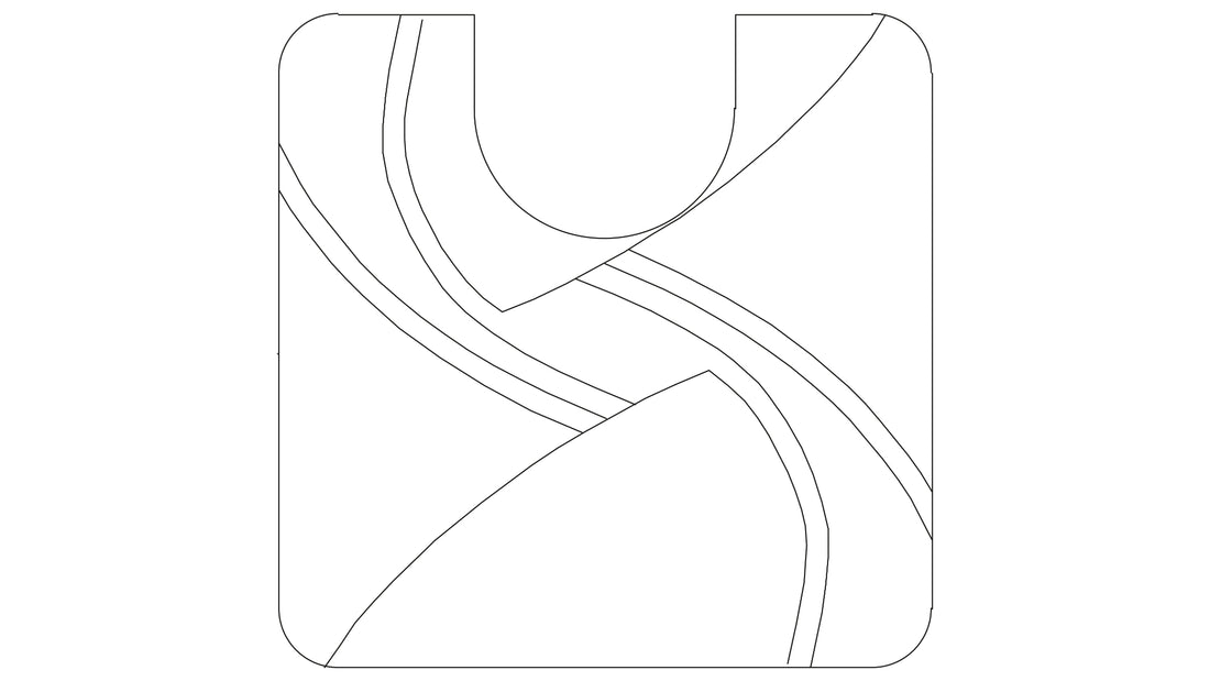 Kleine Wolke Creativo Badteppich Centro 55x55 mit U-Ausschnitt und abstraktem Linienmuster von oben sichtbar.