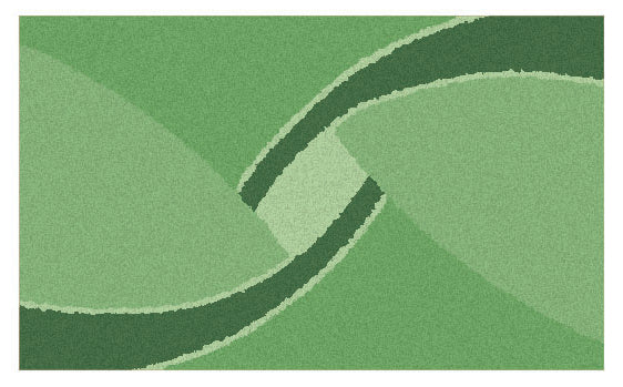 Grüner Badteppich Centro mit abstraktem Wellenmuster in verschiedenen Hell- und Dunkelgrüntönen.