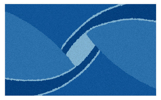 Blauer Kleine Wolke Badteppich Centro mit abstraktem Wellenmuster in verschiedenen Blautönen.