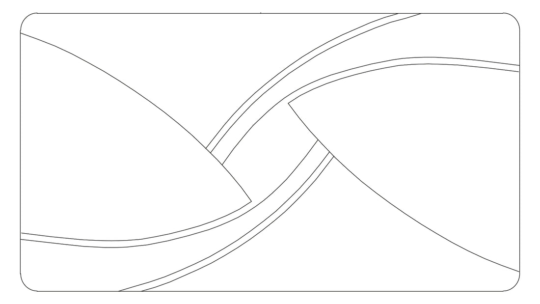 Rechteckiger Badteppich mit abstraktem Linienmuster in mehreren geschwungenen Flächen.