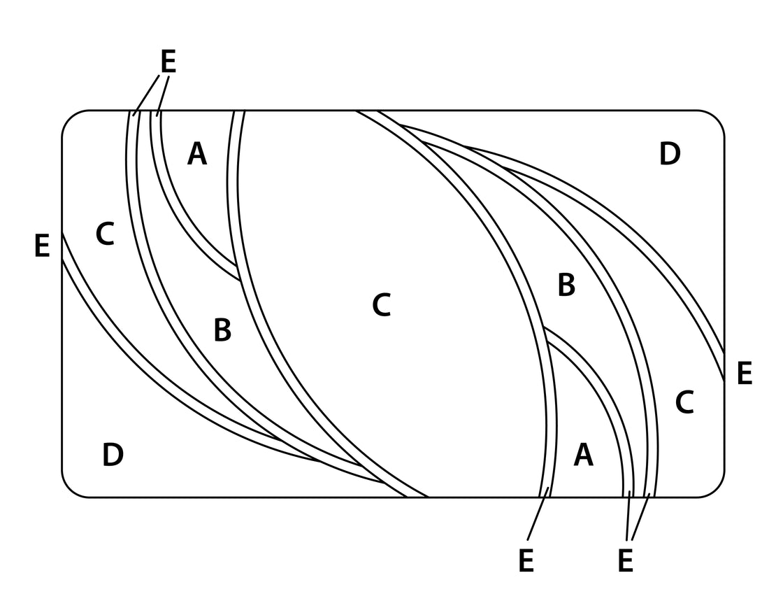 Badteppich Kleine Wolke Creativo Collina mit geschwungenen Farbfeldern in mehreren Bereichen.