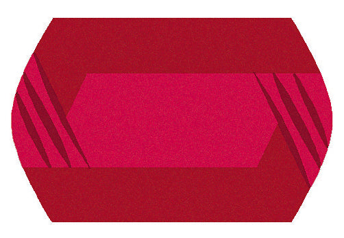 Kleine Wolke Badteppich Emozione in Rot mit geometrischem Muster wird von oben gezeigt.