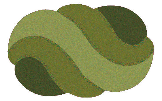 Kleine Wolke Creativo Badteppich Harmonia zeigt grüne Wellenform mit weichen Rundungen.