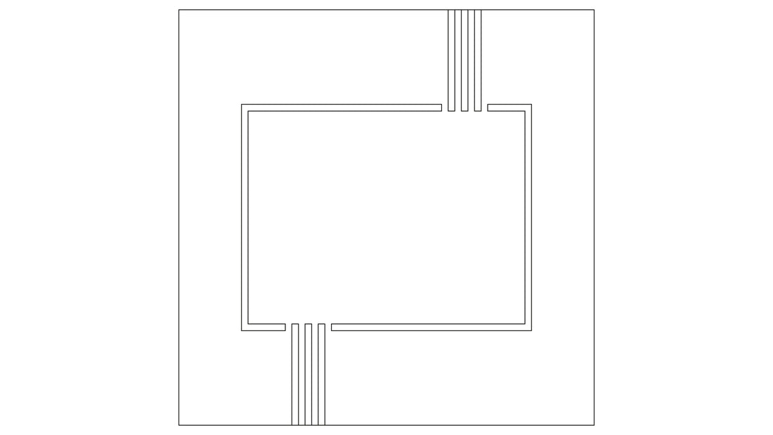 Das Bild zeigt einen quadratischen Kleine Wolke Creativo Badteppich Interno 120x120 mit Rahmenmuster.