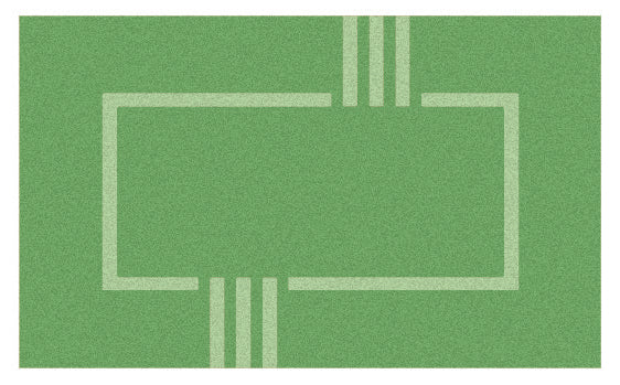 Grüner Kleine Wolke Creativo Badteppich Interno mit hellem, geometrischem Rechteckmuster.