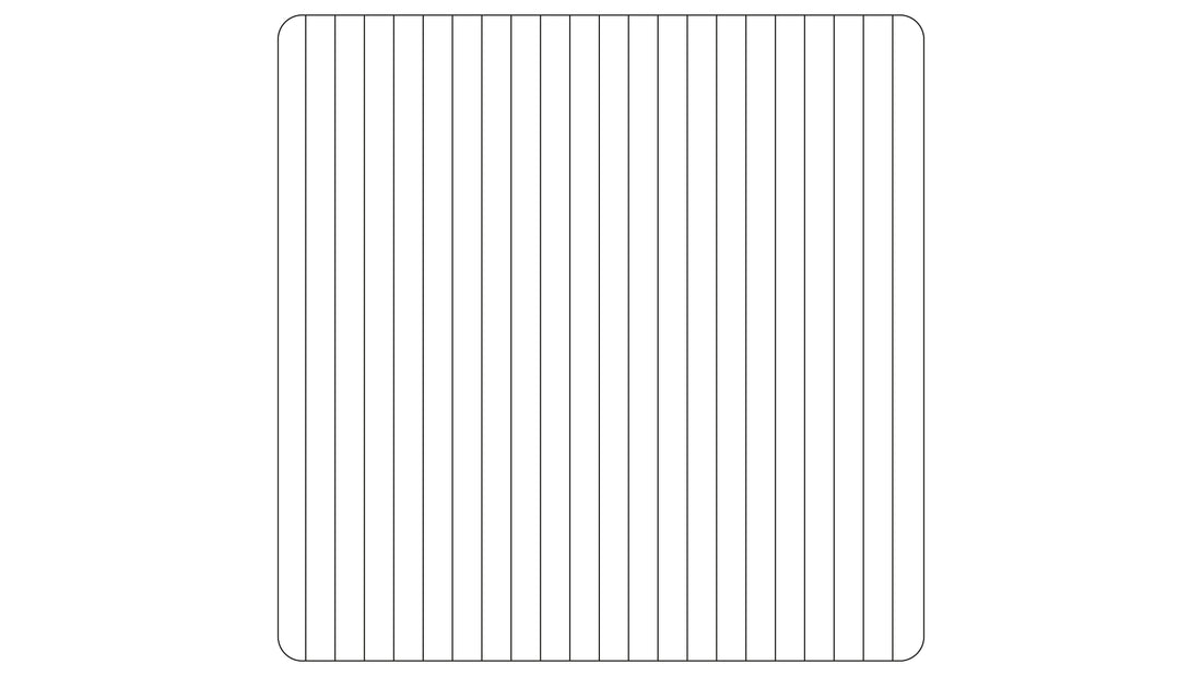 Quadratischer Badteppich Linea mit feinen vertikalen Linien in hellem Farbton.