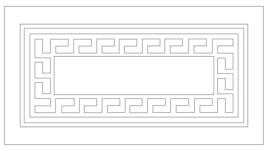 Rechteckiger Kleine Wolke Badteppich Meandro 80x150 mit breiter Bordüre im Mäander-Muster.