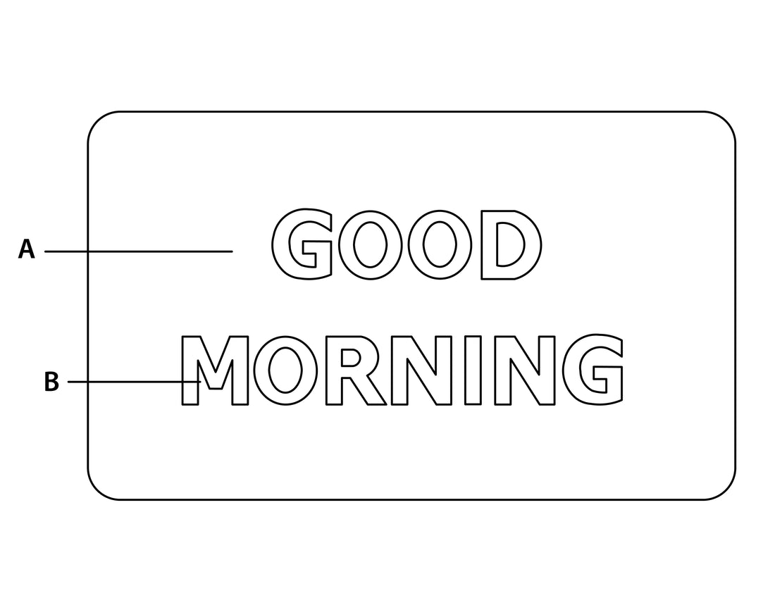 Rechteckiger Badteppich mit der Aufschrift GOOD MORNING in großen Buchstaben.