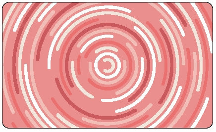 Badteppich Kleine Wolke Creativo Novero in Rosa mit kreisförmigem Streifenmuster ist zu sehen.