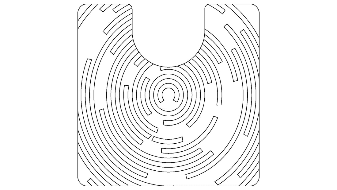 Kleine Wolke Creativo Badteppich Novero 55x55 mit WC-Ausschnitt und kreisförmigem Linienmuster.