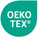 Das Bild zeigt das grüne OEKO-TEX Logo als Qualitätskennzeichnung.