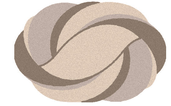 Ovaler Kleine Wolke Badteppich Valletta mit ineinander verschlungenen Beigetönen ist zu sehen.