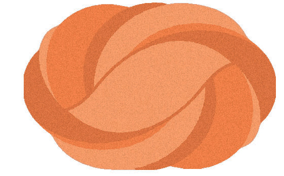 Kleine Wolke Badteppich Valletta in Orange zeigt ein ovales, verschlungenes Knotenmuster.