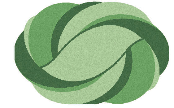 Ovaler grüner Kleine Wolke Creativo Badteppich Valletta mit verschlungenem Wellenmuster.