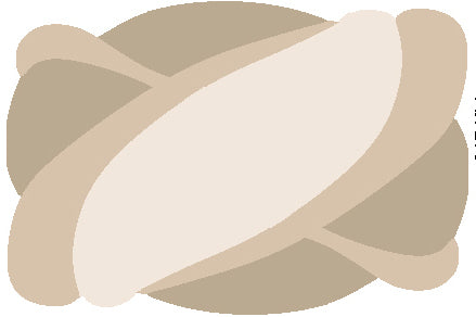 Badteppich mit überkreuzten elliptischen Formen in Cremetönen.