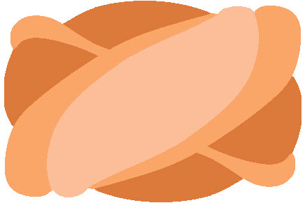 Badteppich mit überkreuzten elliptischen Formen in Orangetönen.