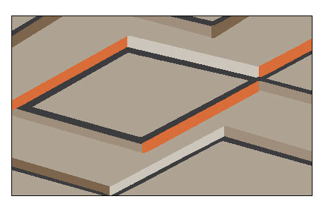 Illustration eines Badteppichs mit eingefärbten geometrischen Formen.