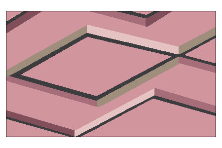 Illustration eines Badteppichs mit eingefärbten geometrischen Formen.