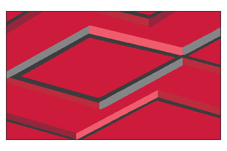 Illustration eines Badteppichs mit eingefärbten geometrischen Formen.