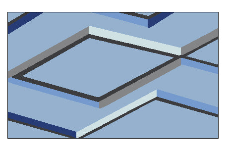 Illustration eines Badteppichs mit eingefärbten geometrischen Formen.
