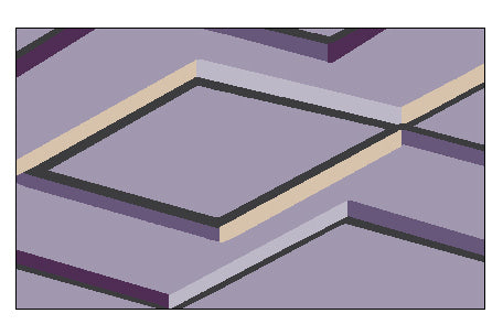Illustration eines Badteppichs mit eingefärbten geometrischen Formen.