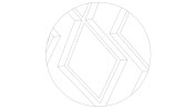 Skizze eines runden Badteppichs mit geometrischen Formen.