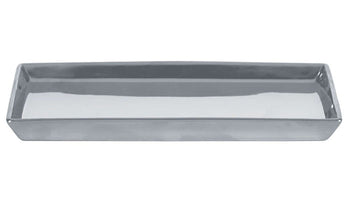 Rechteckige, flache Ablageschale in Grau für Badaccessoires aus Keramik