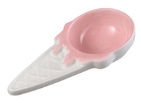 Keramikschale in Form einer Eiswaffel mit rosa Eiskugel-Optik als Dekoschale