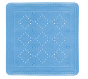 Quadratische blaue Badematte mit rutschhemmender Lochoberfläche aus Gummi