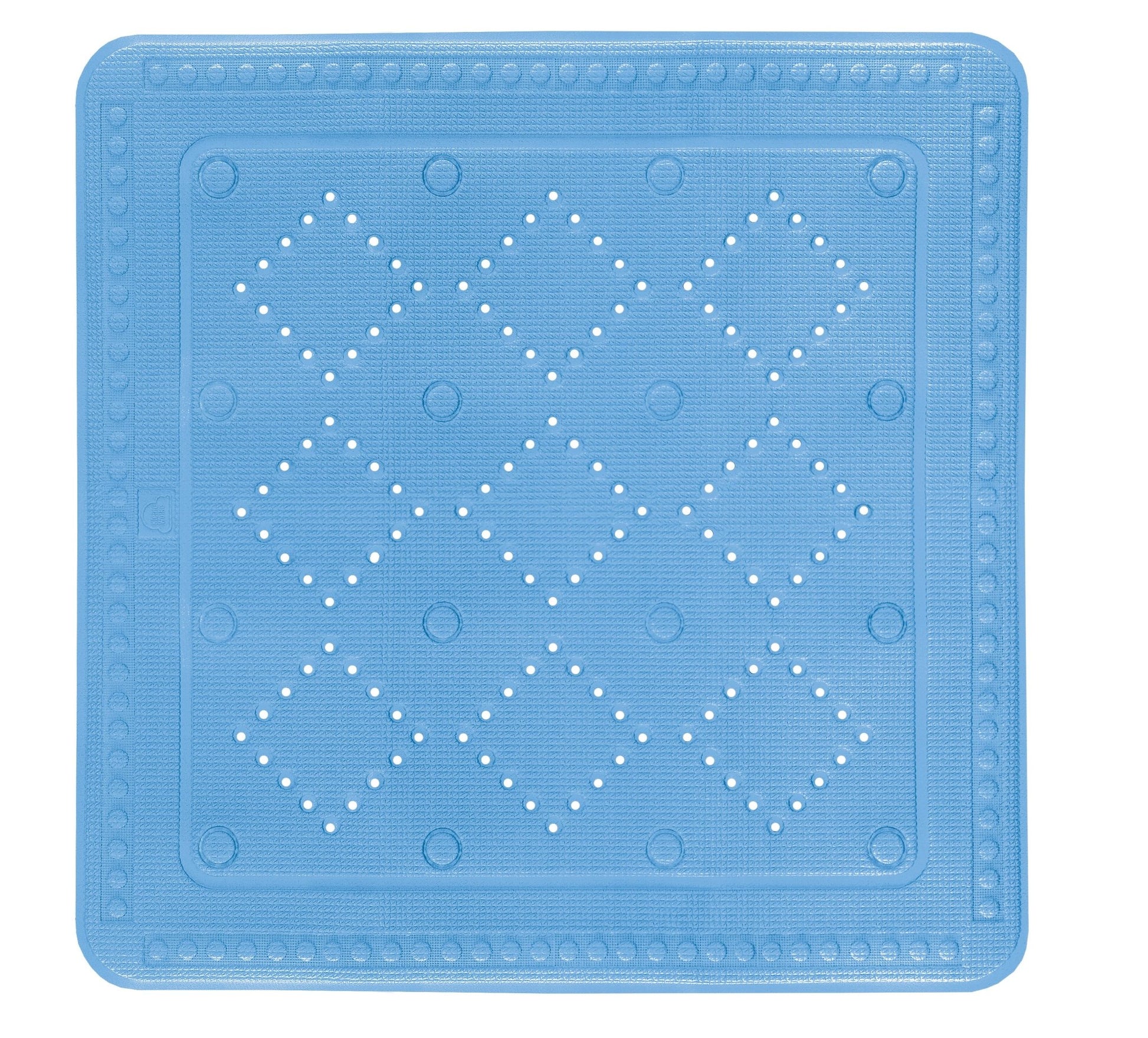 Quadratische blaue Badematte mit rutschhemmender Lochoberfläche aus Gummi