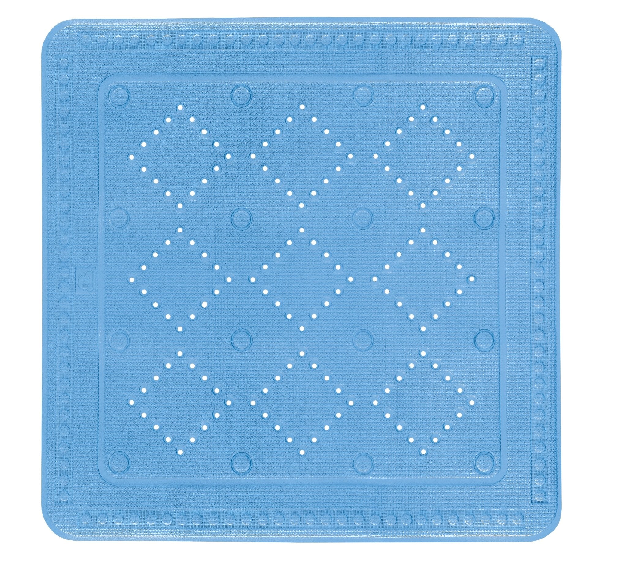 Quadratische blaue Badematte mit rutschhemmender Lochoberfläche aus Gummi