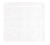 Weiße rutschfeste Badematte mit Rauten- und Punktmuster von oben gesehen