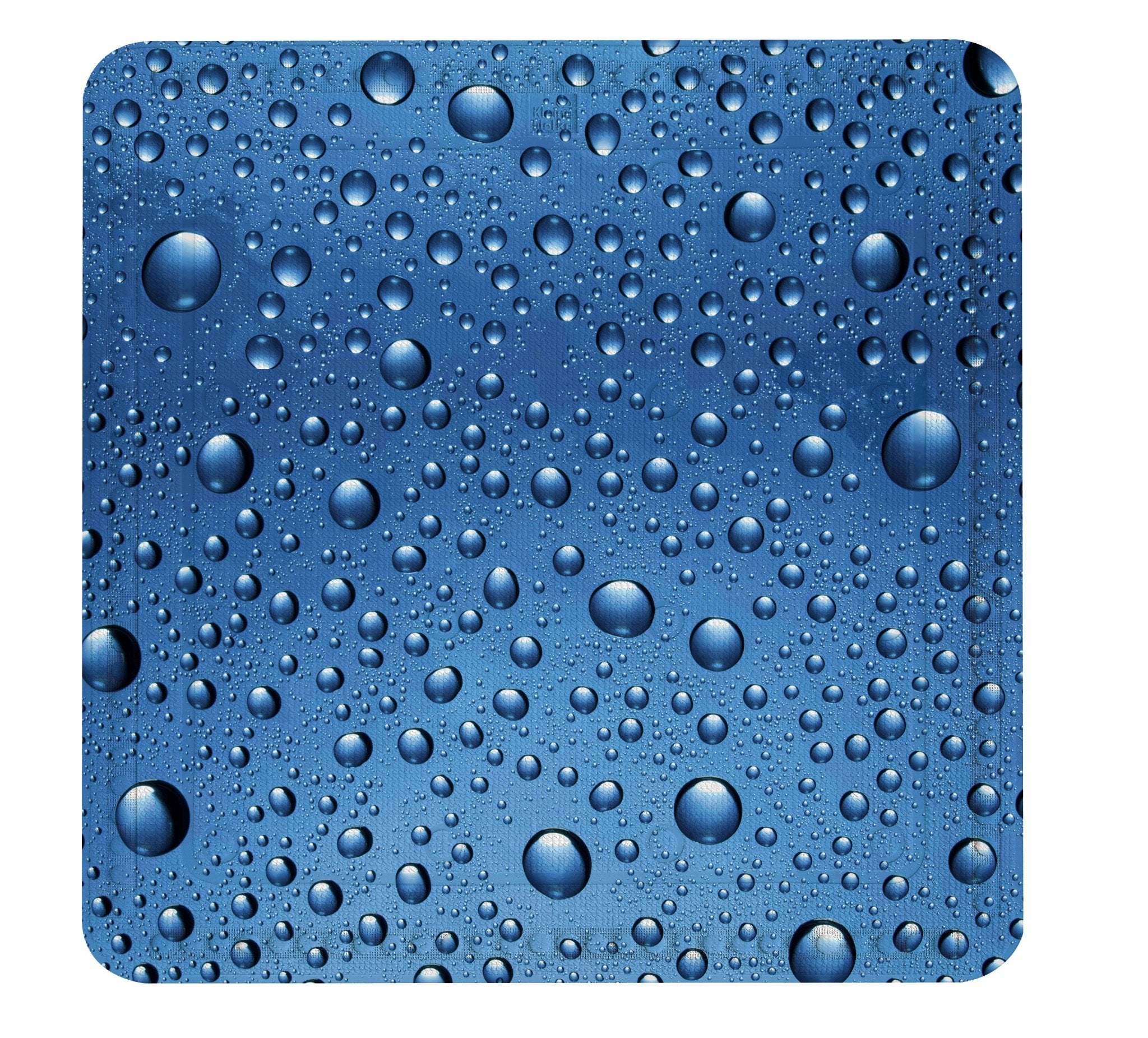 Duscheinlage BUBBLE in Marineblau 55 x 55 cm mit tropfenförmiger Struktur in Nahansicht.