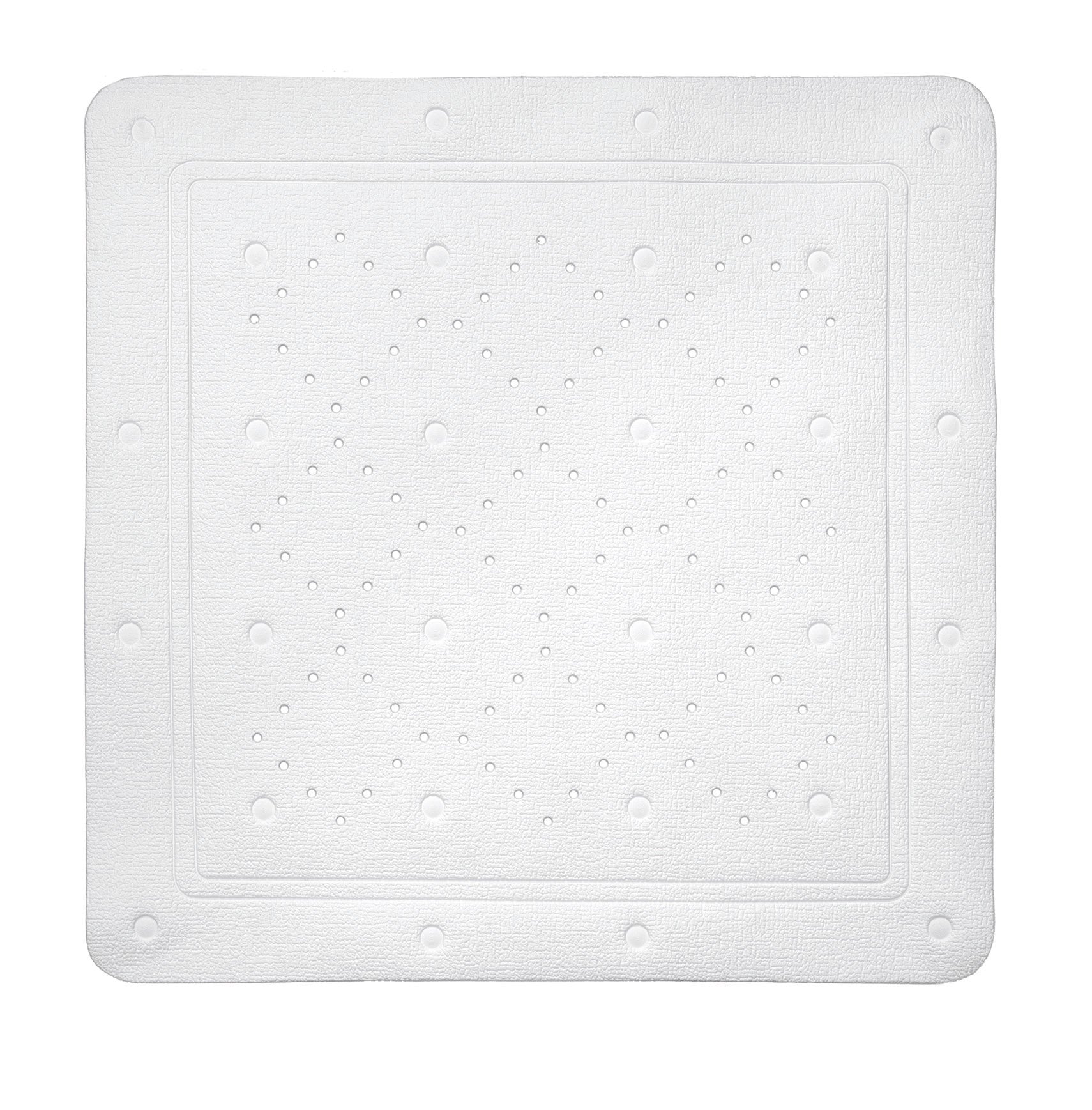 Weiße Duscheinlage CASABLANCA 75x75 cm in Draufsicht mit rutschhemmender Struktur.