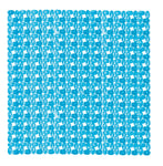 Quadratische blaue Badematte mit vielen runden Noppen obenauf aus Gummi