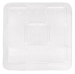 Weiße quadratische Badematte mit Struktur und vielen kleinen Löchern