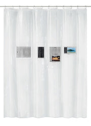 Transparenter Duschvorhang PEVA POCKET Clear 180 x 200 cm mit vier sichtbaren Einstecktaschen.