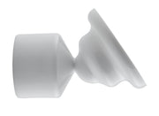 Der weiße Duschvorhang-Schrägwandhalter Ø 25 mm ist seitlich vor weißem Hintergrund zu sehen.