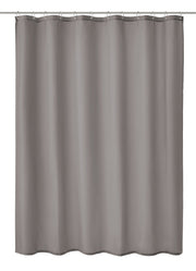 Der Duschvorhang Textil KITO in Schiefer 180 x 200 cm hängt glatt mit Ringen.