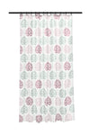 Duschvorhang mit rosa und grünen Korallenmotiven an Duschstange oben