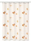 Duschvorhang in Creme mit Wellenmuster und aufgedruckten Muscheln