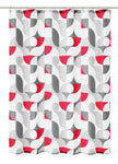 Duschvorhang geometrisches Muster in Rot und Grau auf hellem Hintergrund