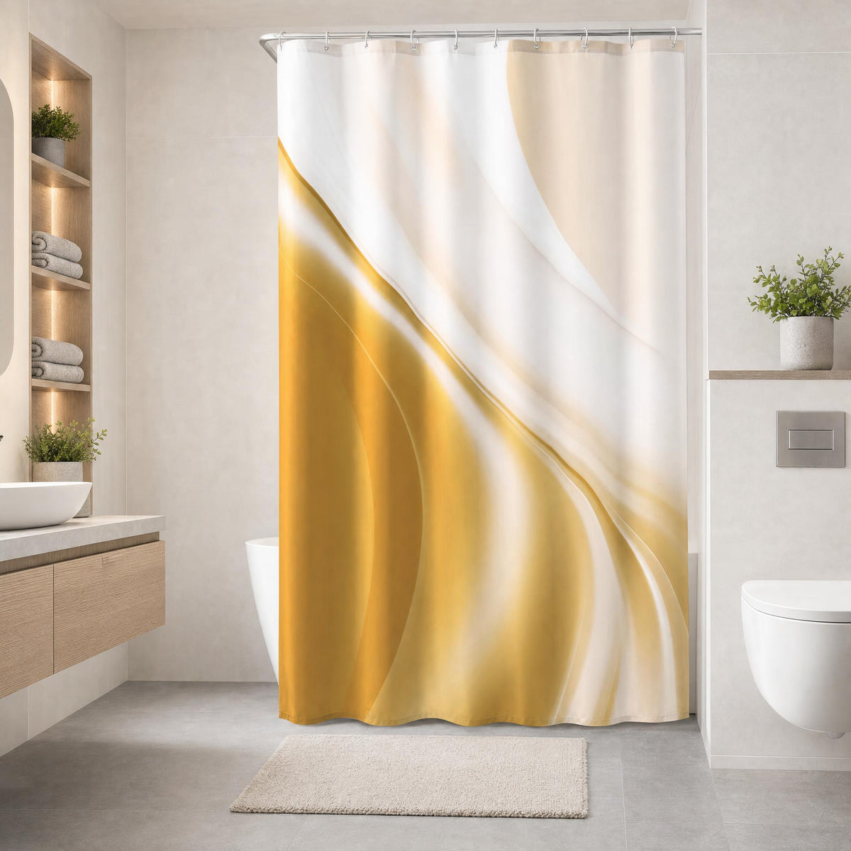 Duschvorhang Textil GOLDEN GLAM Goldfarben 180 x 200 cm – Kleine Wolke