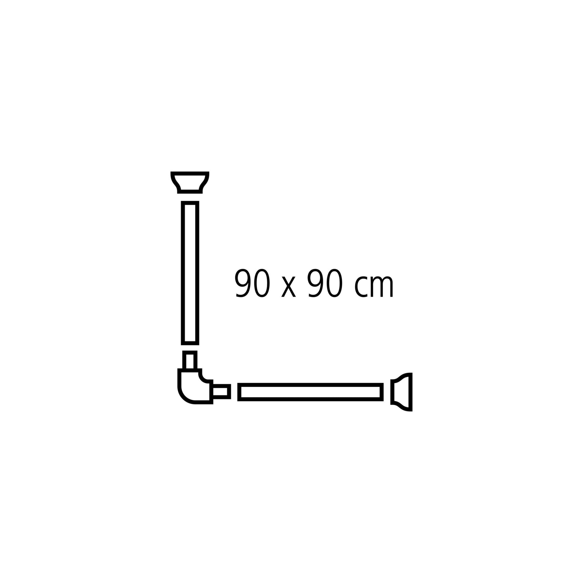L-förmige Duschvorhangstange 90 x 90 cm zur Eckmontage in Eckdusche