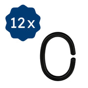 Duschvorhang-Ringe Schwarz Set 12-teilig